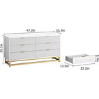 Cómoda con cajones, Cómoda para dormitorio, Organizador de cómoda de 53.5" con manijas y patas de metal