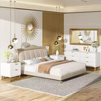 Cómoda con cajones, Cómoda para dormitorio, Organizador de cómoda de 53.5" con manijas y patas de metal