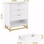 Cómoda con cajones, Cómoda para dormitorio, Organizador de cómoda de 53.5" con manijas y patas de metal