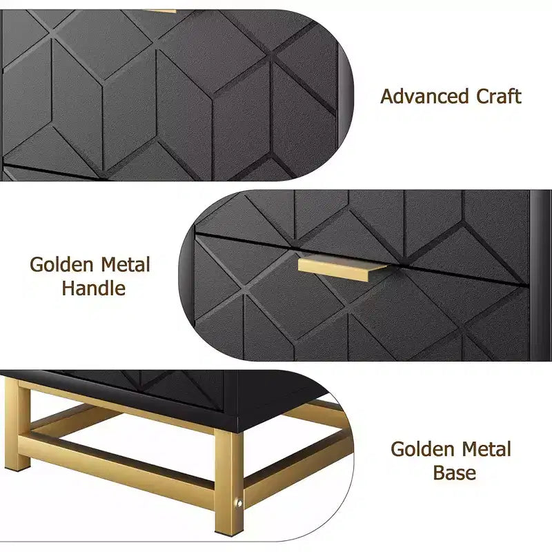 Cómoda con cajones, Cómoda para dormitorio, Organizador de cómoda de 53.5" con manijas y patas de metal