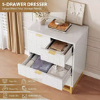 Cómoda con cajones, Cómoda para dormitorio, Organizador de cómoda de 53.5" con manijas y patas de metal