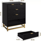 Cómoda con cajones, Cómoda para dormitorio, Organizador de cómoda de 53.5" con manijas y patas de metal