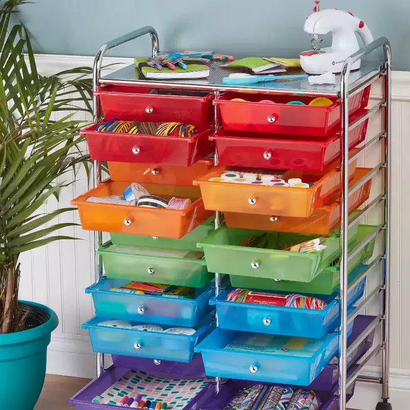 ECR4Kids Carro móvil multiusos de almacenamiento con 20 cajones, organizador de manualidades