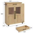 Isla de cocina de madera con ruedas y cajones, carro de cocina con armario de almacenamiento sobre ruedas, isla de carrito con encimera de madera más gruesa y 3 estantes para especias
