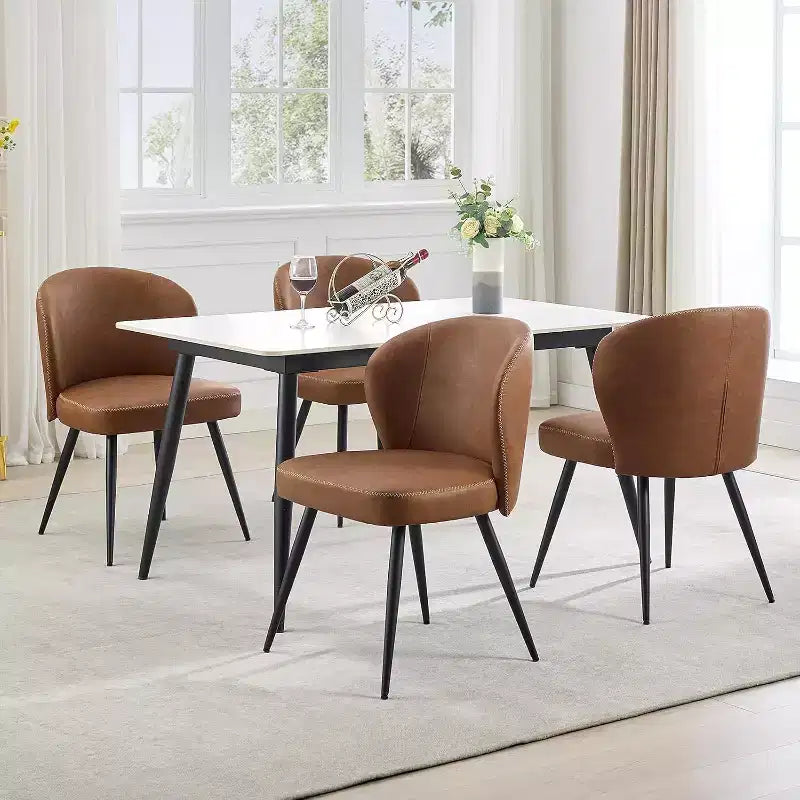 Juego de 2 sillas de comedor, sillas de cocina modernas, sillas laterales decorativas sin brazos tapizadas en piel sintética