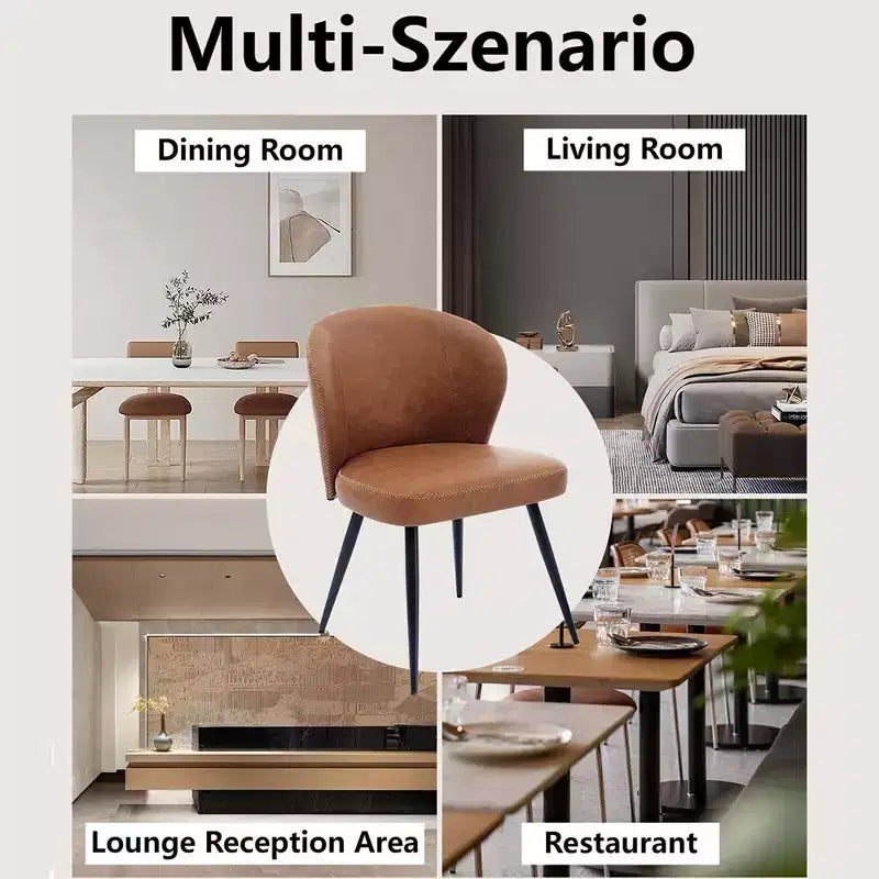 Juego de 2 sillas de comedor, sillas de cocina modernas, sillas laterales decorativas sin brazos tapizadas en piel sintética