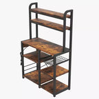 Estantería de panadero de 6 niveles con toma de corriente, soporte para microondas y mesa de café para almacenamiento de especias y sartenes en la cocina
