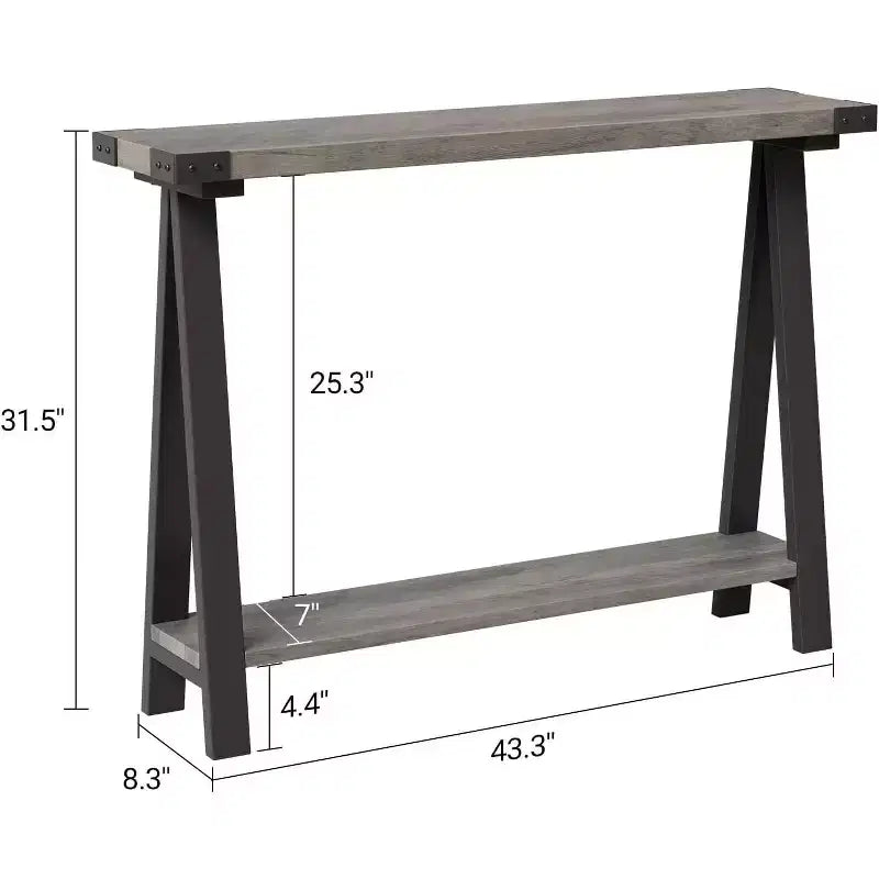 Mesa de entrada estrecha estilo rústico, consola de 43.3 con almacenamiento