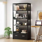 Vitrina de Cristal Skyzoo de 5 Niveles con Luces LED y Estantes Ajustables y 2 Cajones, Vitrina para Hogar y Oficina