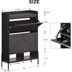 Mueble Zapatero Whizmax de 2 Cajones, Organizador Independiente para Entrada con Puertas Abatibles, Patas Metálicas, Zapatero Estrecho para Almacenamiento con Separación en Seco/Húmedo