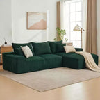 Sofá seccional extragrande en forma de L de 279 cm, sofá seccional Cloud con chaise longue y cojines, sofá de espuma sin estructura de pana suave para salas de estar, apartamentos, dormitorios