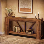 Mesa consola larga Lantine de 70.9 pulgadas, mesa de sofá de 2 niveles estilo rústico para detrás del sofá, consola de entrada grande con almacenamiento para pasillo, vestíbulo