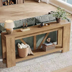 Mesa consola larga Lantine de 70.9 pulgadas, mesa de sofá de 2 niveles estilo rústico para detrás del sofá, consola de entrada grande con almacenamiento para pasillo, vestíbulo