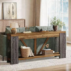 Mesa consola larga Lantine de 70.9 pulgadas, mesa de sofá de 2 niveles estilo rústico para detrás del sofá, consola de entrada grande con almacenamiento para pasillo, vestíbulo