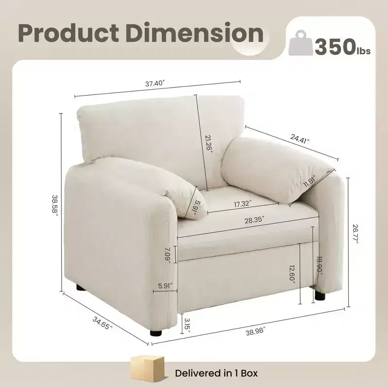 GDFStudio Caroline Sillón tapizado de chenilla moderno de 39 pulgadas