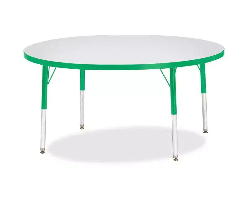 Mesa redonda Jonti-Craft Berries para primaria, de 48 x 48 pulgadas, con borde de color verde