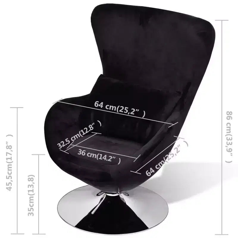 vidaXL Sillón tapizado giratorio Accent para sala de estar y dormitorio - Negro