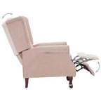 VidaXL Sillón Reclinable en Tela Crema - Cómodo Sillón Reclinable Ajustable con Suave Acolchado de Esponja y Patas de Madera Robustas para Salón - Blanco