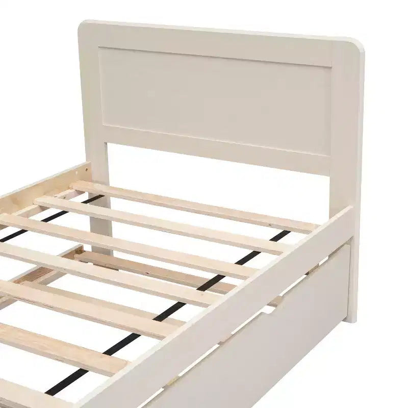 Base de Cama Plataforma Okak Twin Moderna con Cama Nido y 2 Cajones de Almacenamiento Estructura de Cama de Madera Robusta Sin Ruido No Requiere Resortes Fácil de Montar