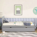 Base de Cama Plataforma Okak Twin Moderna con Cama Nido y 2 Cajones de Almacenamiento Estructura de Cama de Madera Robusta Sin Ruido No Requiere Resortes Fácil de Montar