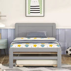 Base de Cama Plataforma Okak Twin Moderna con Cama Nido y 2 Cajones de Almacenamiento Estructura de Cama de Madera Robusta Sin Ruido No Requiere Resortes Fácil de Montar