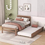 Base de Cama Plataforma Okak Twin Moderna con Cama Nido y 2 Cajones de Almacenamiento Estructura de Cama de Madera Robusta Sin Ruido No Requiere Resortes Fácil de Montar