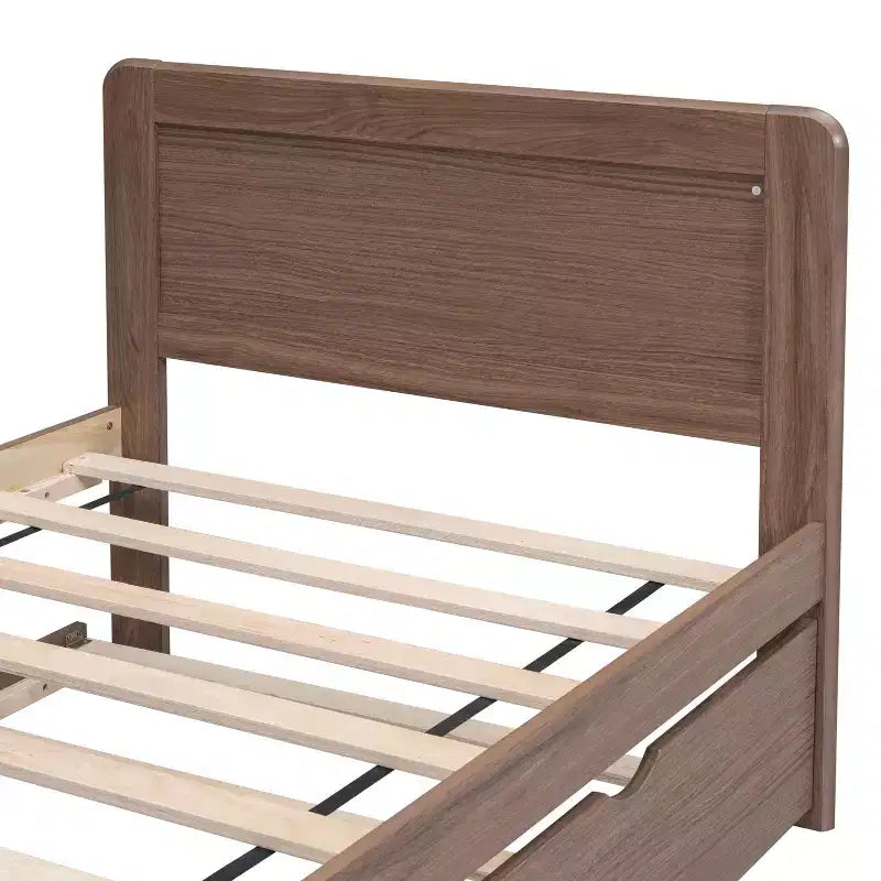Base de Cama Plataforma Okak Twin Moderna con Cama Nido y 2 Cajones de Almacenamiento Estructura de Cama de Madera Robusta Sin Ruido No Requiere Resortes Fácil de Montar