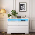 Okak Modern 6-Drawer Bedroom Dresser Nightstand with LED Sturdy Frame Storage Chest Cabinet for Living Room Hallway Kids Room