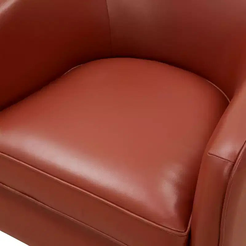 Sillón giratorio de 360 grados de cuero flor moderno Okak con cojín suave, sillón con base de madera para sala de estar, oficina, dormitorio