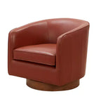 Sillón giratorio de 360 grados de cuero flor moderno Okak con cojín suave, sillón con base de madera para sala de estar, oficina, dormitorio