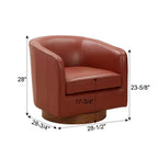 Sillón giratorio de 360 grados de cuero flor moderno Okak con cojín suave, sillón con base de madera para sala de estar, oficina, dormitorio
