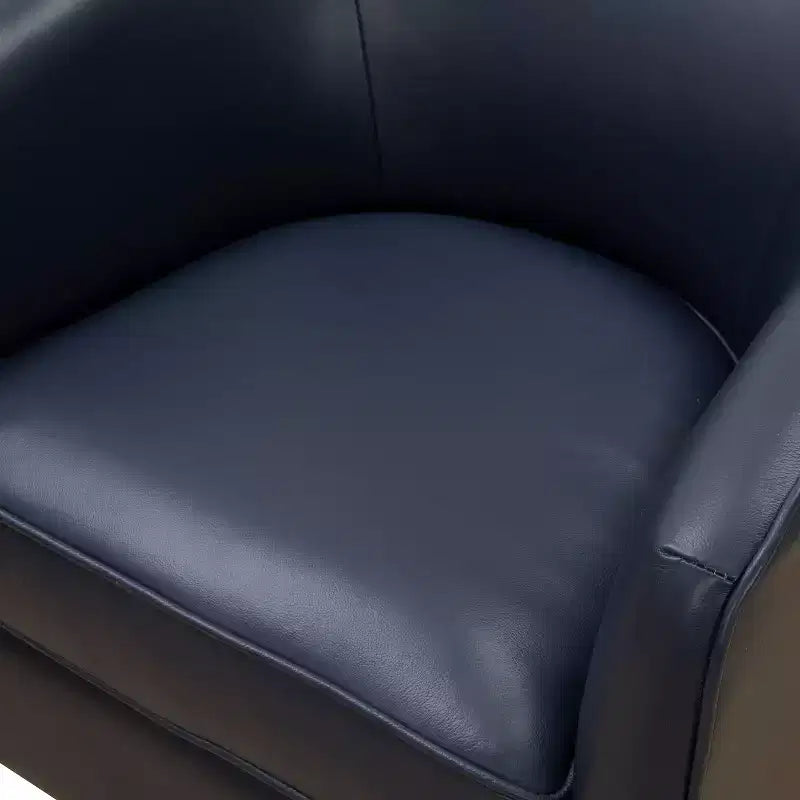 Sillón giratorio de 360 grados de cuero flor moderno Okak con cojín suave, sillón con base de madera para sala de estar, oficina, dormitorio
