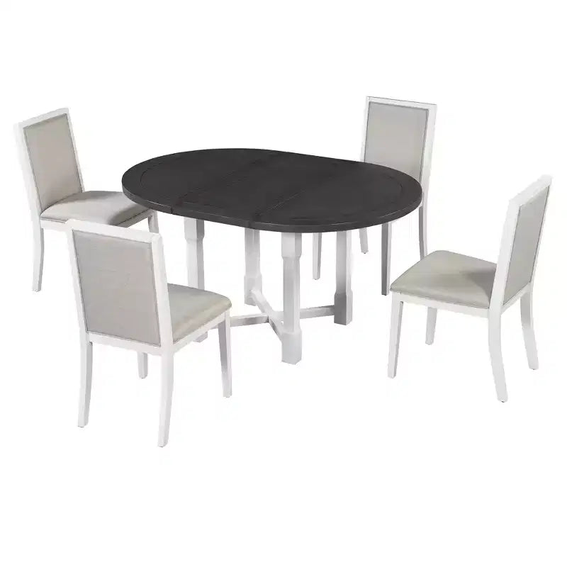 Mesa de cocina estilo casa de campo Merax con extensión extraíble y sillas tapizadas