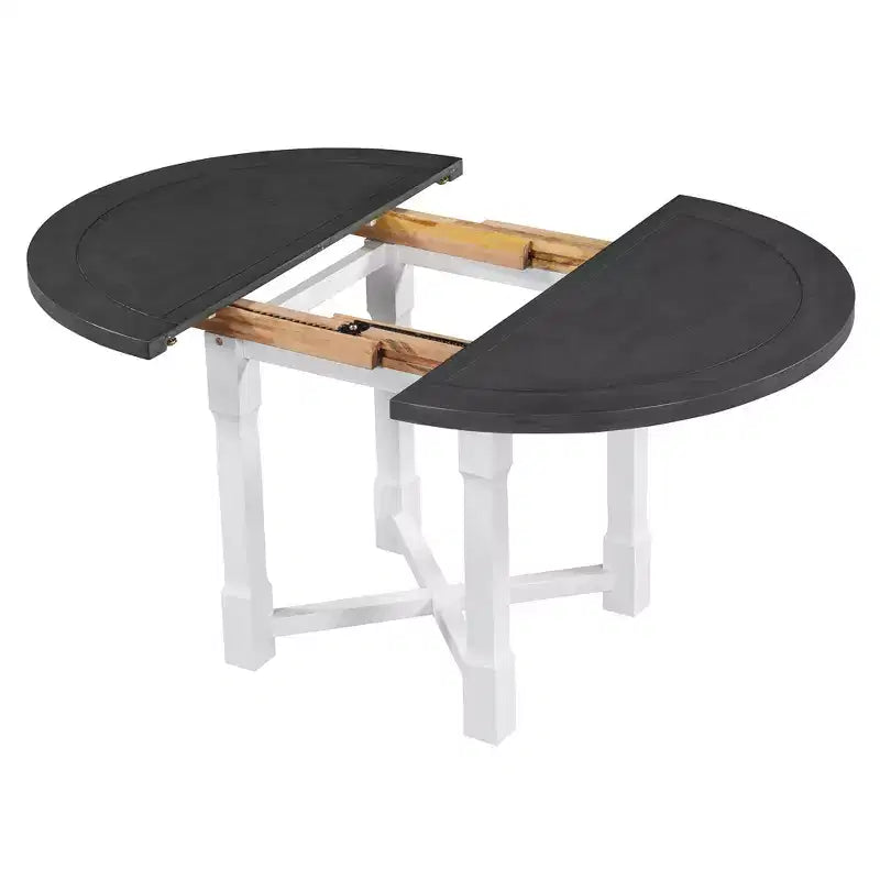 Mesa de cocina estilo casa de campo Merax con extensión extraíble y sillas tapizadas