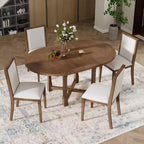 Mesa de cocina estilo casa de campo Merax con extensión extraíble y sillas tapizadas