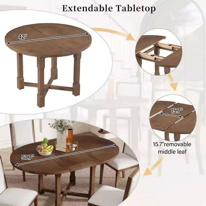 Mesa de cocina estilo casa de campo Merax con extensión extraíble y sillas tapizadas