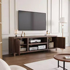 Mueble para TV Garvee 70 con almacenamiento, puerta estriada y tirador dorado, mueble de TV de madera para sala de estar, dormitorio