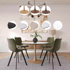 LeisureMod Bristol Mesa de Comedor Redonda Moderna de 35'' con Tapa Duradera de MDF y Base de Acero Natural con Transferencia de Madera para Cocina, Comedor o Cafeterías