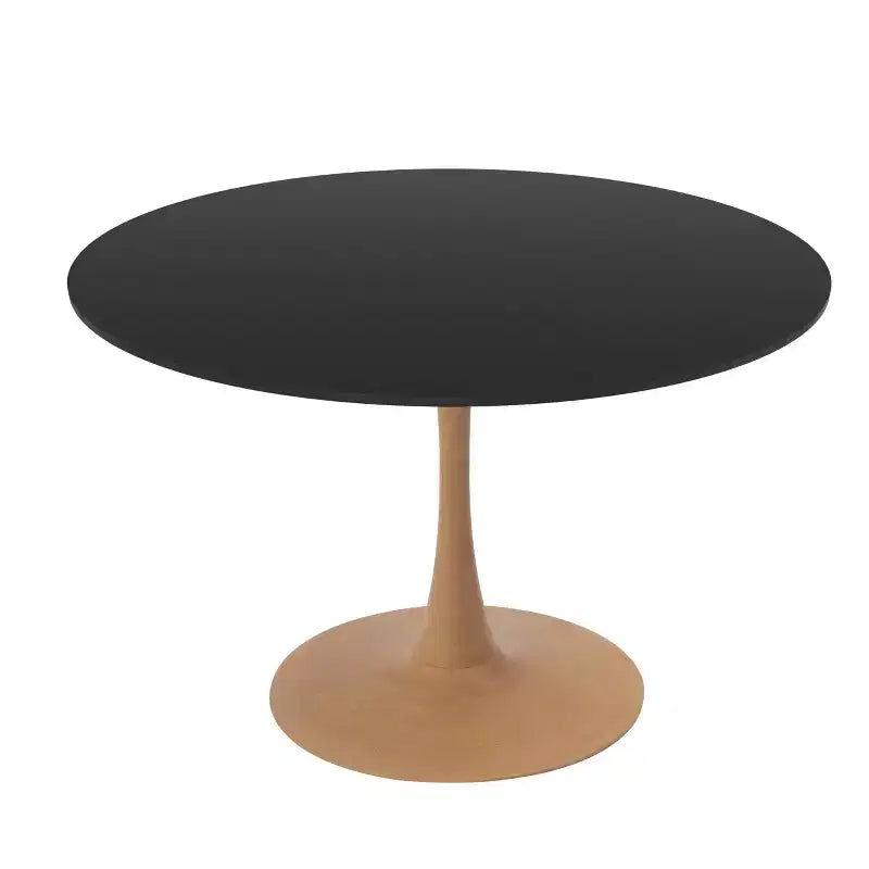 LeisureMod Bristol Mesa de Comedor Redonda Moderna de 35'' con Tapa Duradera de MDF y Base de Acero Natural con Transferencia de Madera para Cocina, Comedor o Cafeterías