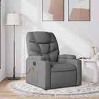 vidaXL Sillón reclinable de tela gris oscuro - 6 puntos de masaje vibratorio, respaldo y reposapiés ajustables - Gris