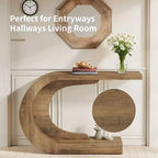 MAYEERTY Mesa elegante en forma de C para pasillo, consola multiusos/mesa auxiliar de sofá/mesa de acento para entrada