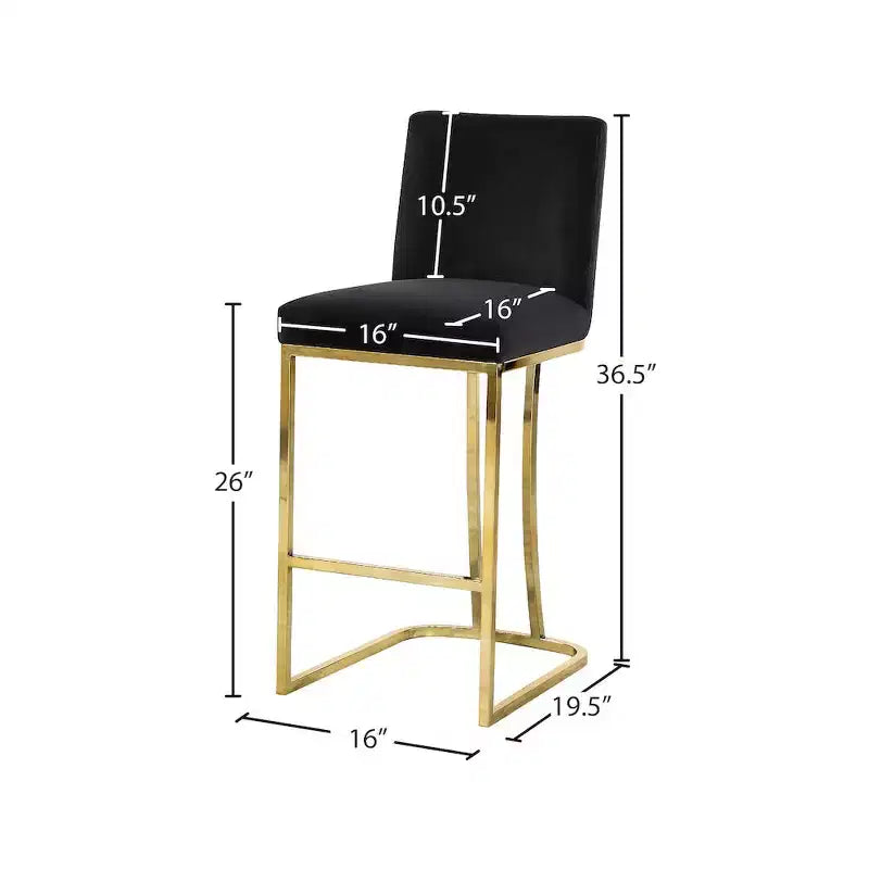 Meridian Furniture, Taburete Heidi de terciopelo negro