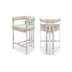 Meridian Furniture,Marcello Beige Velvet Counter Stool, Set of 2