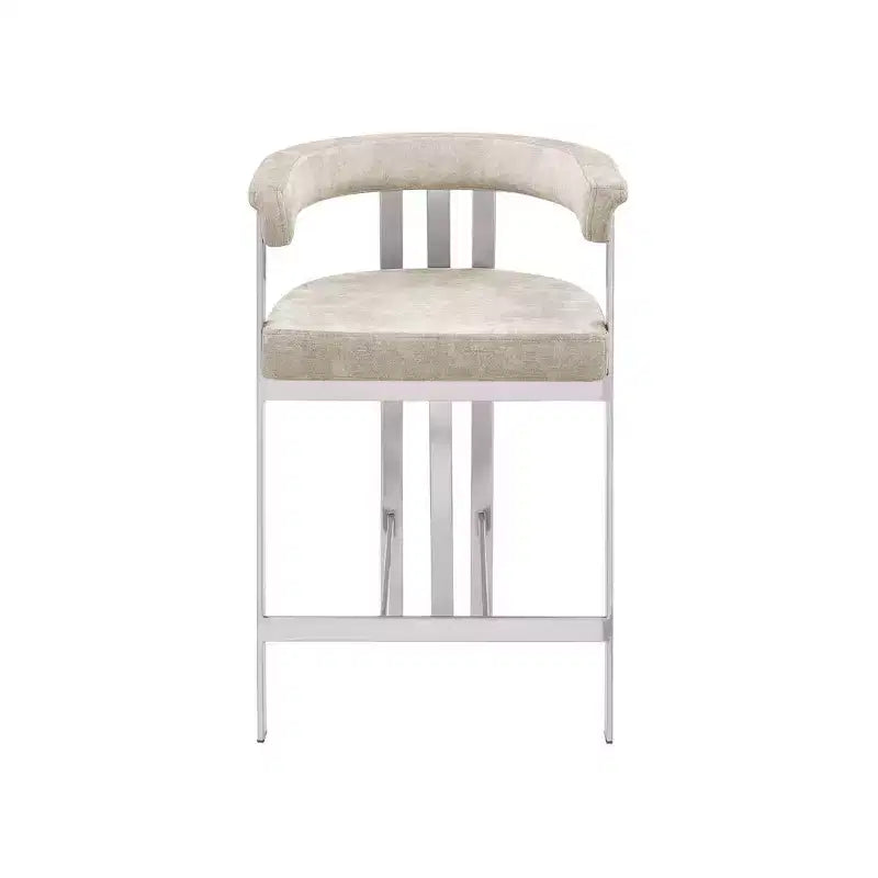 Meridian Furniture, Taburete de mostrador Marcello de terciopelo beige, juego de 2
