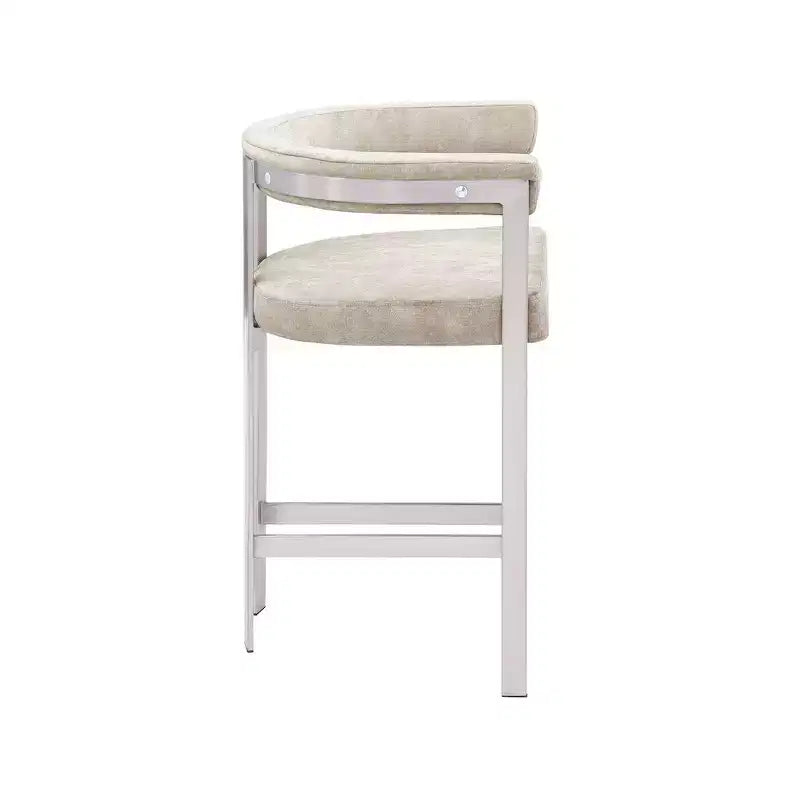 Meridian Furniture, Taburete de mostrador Marcello de terciopelo beige, juego de 2