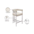 Meridian Furniture, Taburete de mostrador Marcello de terciopelo beige, juego de 2