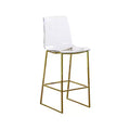 Meridian Furniture,Lumen Gold Metal/Lucite Polycarbonate Stool