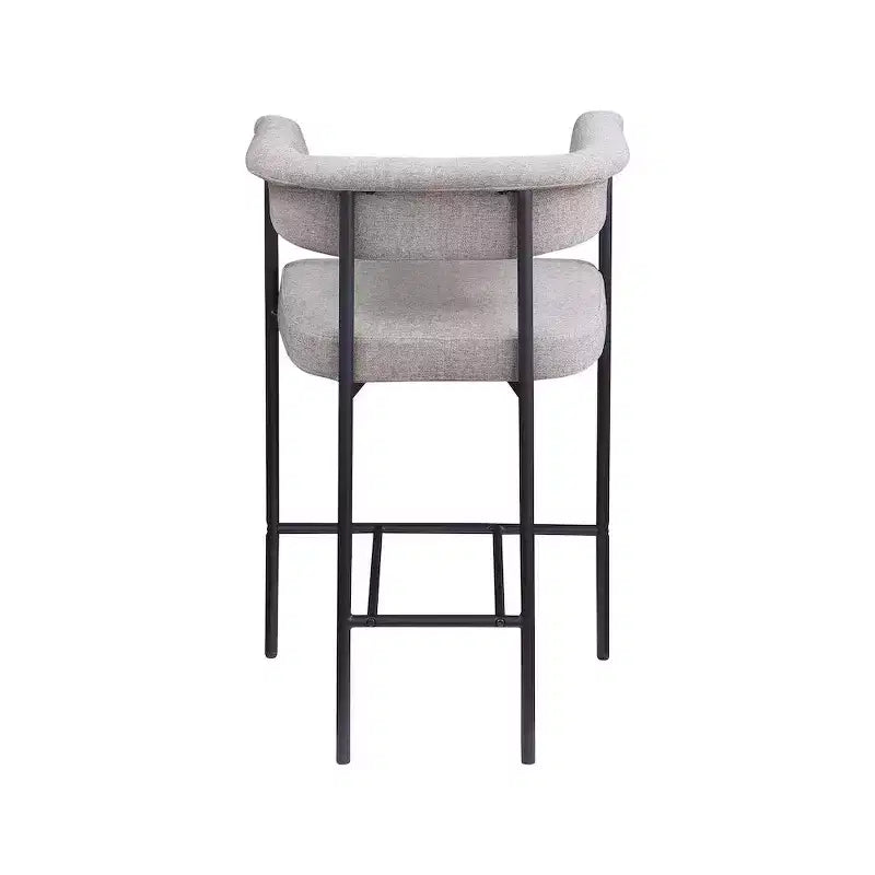 Meridian Furniture, Taburete de mostrador Malin de tela texturizada de lino color topo, juego de 2