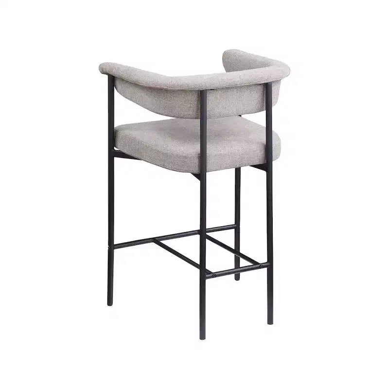 Meridian Furniture, Taburete de mostrador Malin de tela texturizada de lino color topo, juego de 2