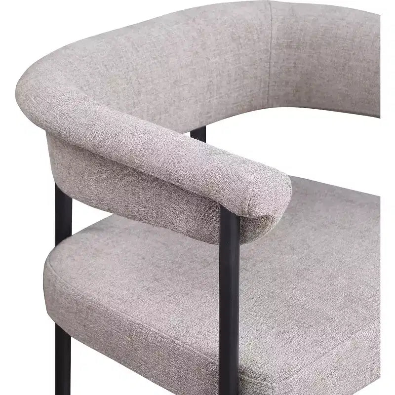 Meridian Furniture, Taburete de mostrador Malin de tela texturizada de lino color topo, juego de 2